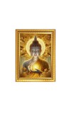 Lord Buddha Photo Frame - 10x14 Inches, Brown Wooden Frame for Home, Office & Temple Decoration