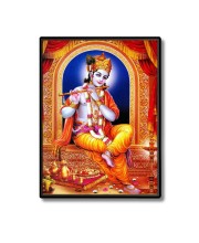 Krishna Laminated Photo - 5x7 Inches, Divine Blessings for Home & Office and Temple Decoration
