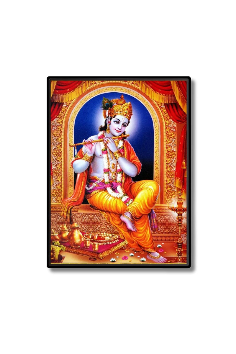 Krishna Laminated Photo - 5x7 Inches, Divine Blessings for Home & Office and Temple Decoration