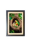 The beautiful parrots with babies Black Photo Frame Funny Animal and Bird Cartoon Art