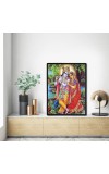 Radha Krishna Laminated Photo - 5x7 Inches, Divine Blessings for Home & Office and Temple Decoration