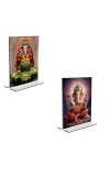 Car Desk/Table Top Sri Ganesh Acrylic T-Style Photo Stand - 2.5x3.5 Inches, Compact and Stylish Spiritual Display, easily change 2 photos (Pack of 1)