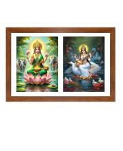 Goddess lakshmi and saraswati Photo Frame - 11x15Inches - Spiritual Artwork for Home Wall Decoration, Puja Room and Office Decoration and Gifting