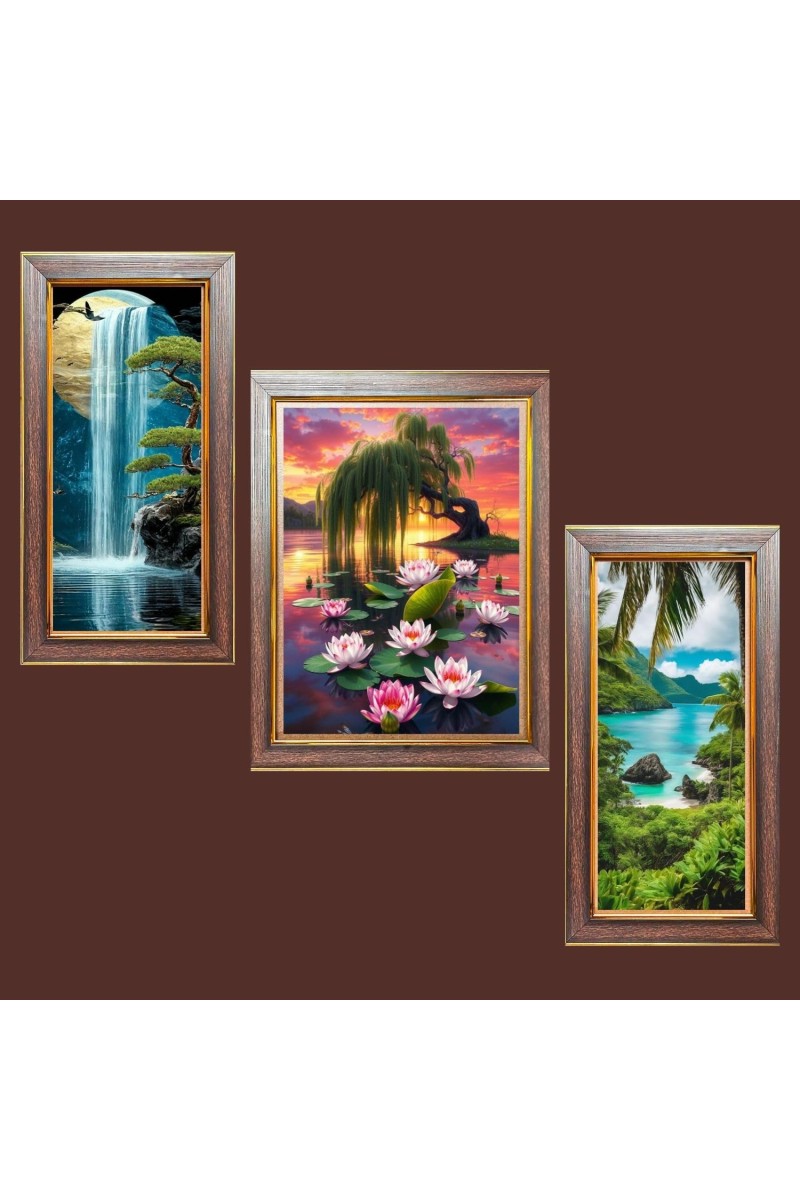 3-Pack The Diverse Faces of Nature Photo Frames - 2 Pieces 8x15 Inch & 1 Piece 12x15 Inch - Rustic Wall Art for Home & Office Decor - Botanical Wall Hanging for Living Room, Bedroom, or Workspac