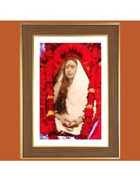 Sri Sarada Devi Photo Frame - 12x16 Inches, Brown Wooden Frame for Home, Office & Temple Decoration
