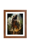 AI Funny Dinosaurs Art Picture for Kids - 10x14 inches, Brown Color - Perfect Wall Decor for Children's Room