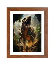 AI Funny Dinosaurs Art Picture for Kids - 10x14 inches, Brown Color - Perfect Wall Decor for Children's Room