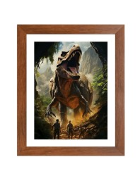 AI Funny Dinosaurs Art Picture for Kids - 14x18 inches, Brown Color - Perfect Wall Decor for Children's Room