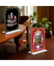 Lord Shiva Lingam Acrylic T-Style Photo Stand - 11x13 Inches, Compact and Stylish Spiritual Display, easily change 2 photos (Pack of 1)