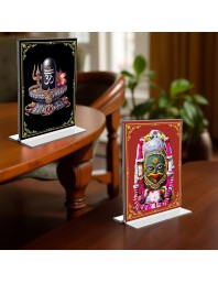 Lord Shiva Lingam Acrylic T-Style Photo Stand - 11x13 Inches, Compact and Stylish Spiritual Display, easily change 2 photos (Pack of 1)
