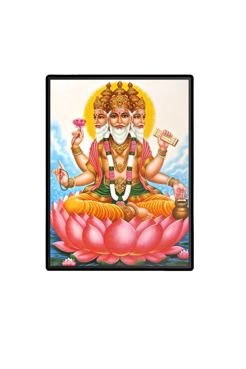 Lord Brahma Laminated Photo - 7x9 Inches, Divine Blessings for Home & Office and Temple Decoration