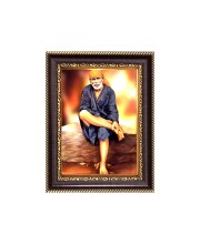 Sri Sai Baba Digital Print Photo 6.7x8.7 inches - Vibrant Religious Wall Art for Home, Office and Temple Decor.