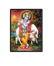 Sri Krishna Laminated Photo (13x15 Inches) Divine Blessings for Home & Office and Temple Decoration