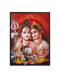 Lord Shiva Family Laminated Photo - 9x11 Inches, Divine Blessings for Home & Office and Temple Decoration
