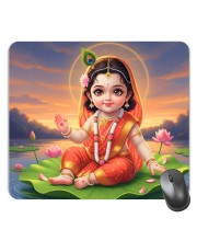 Customized Lord Krishna Picture Sublimation Mouse Pad | 8 X 7.5 Inch | Smooth Cloth Surface | Non-Slip Rubber Base | Personalized Mousepad for Laptop & Desktop (F17012)
