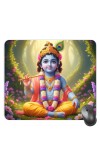 Customized Lord Krishna Picture Sublimation Mouse Pad | 8 X 7.5 Inch | Smooth Cloth Surface | Non-Slip Rubber Base | Personalized Mousepad for Laptop & Desktop (F17133)