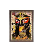 Boro Maa Kali Photo Frame - 10x14 Inches, Brown Wooden Frame for Home, Office & Temple Decoration