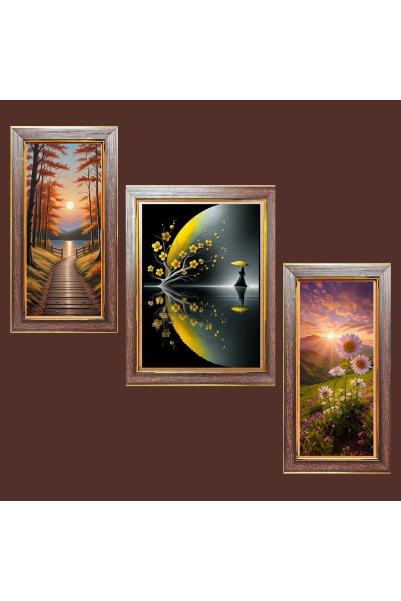 3-Pack Blossoms and Breeze Photo Frames - 2 Pieces 6x13 Inch & 1 Piece 10x13 Inch - Rustic Wall Art for Home & Office Decor - Botanical Wall Hanging for Living Room, Bedroom, or Workspace