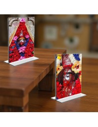Tara Debi Acrylic T-Style Photo Stand, Compact and Stylish Spiritual Display, easily change 2 photos (Pack of 1)