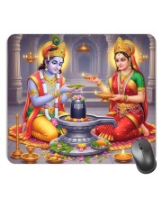 Customized Lord Krishna and Radha Picture Sublimation Mouse Pad | 8 X 7.5 Inch | Smooth Cloth Surface | Non-Slip Rubber Base | Personalized Mousepad for Laptop & Desktop (F17016)