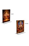 Lord Ganesh & Sri Hanuman Acrylic T-Style Photo Stand - 11x13 Inches, Compact and Stylish Spiritual Display, easily change 2 photos (Pack of 1)