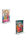 Car Desk/Table Top Sri Lakshmi Narayan & Sri Radha Krishna Acrylic T-Style Photo Stand - 2.5x3.5 Inches, Compact and Stylish Spiritual Display, easily change 2 photos (Pack of 1)