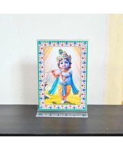 HiTechMart Lord Krishna Acrylic Photo Frame, Hindu God Idol Picture for Home, Office and Mandir, Decorative Frame for Pooja and Gifting
