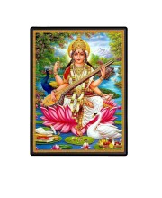 Saraswati Laminated Photo - 7x9 Inches, Divine Blessings for Home & Office and Temple Decoration