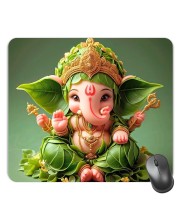 Customized Lord Ganesha Picture Sublimation Mouse Pad | 8 X 7.5 Inch | Smooth Cloth Surface | Non-Slip Rubber Base | Personalized Mousepad for Laptop & Desktop (F16994)