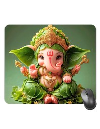 Customized Lord Ganesha Picture Sublimation Mouse Pad | 8 X 7.5 Inch | Smooth Cloth Surface | Non-Slip Rubber Base | Personalized Mousepad for Laptop & Desktop (F16994)