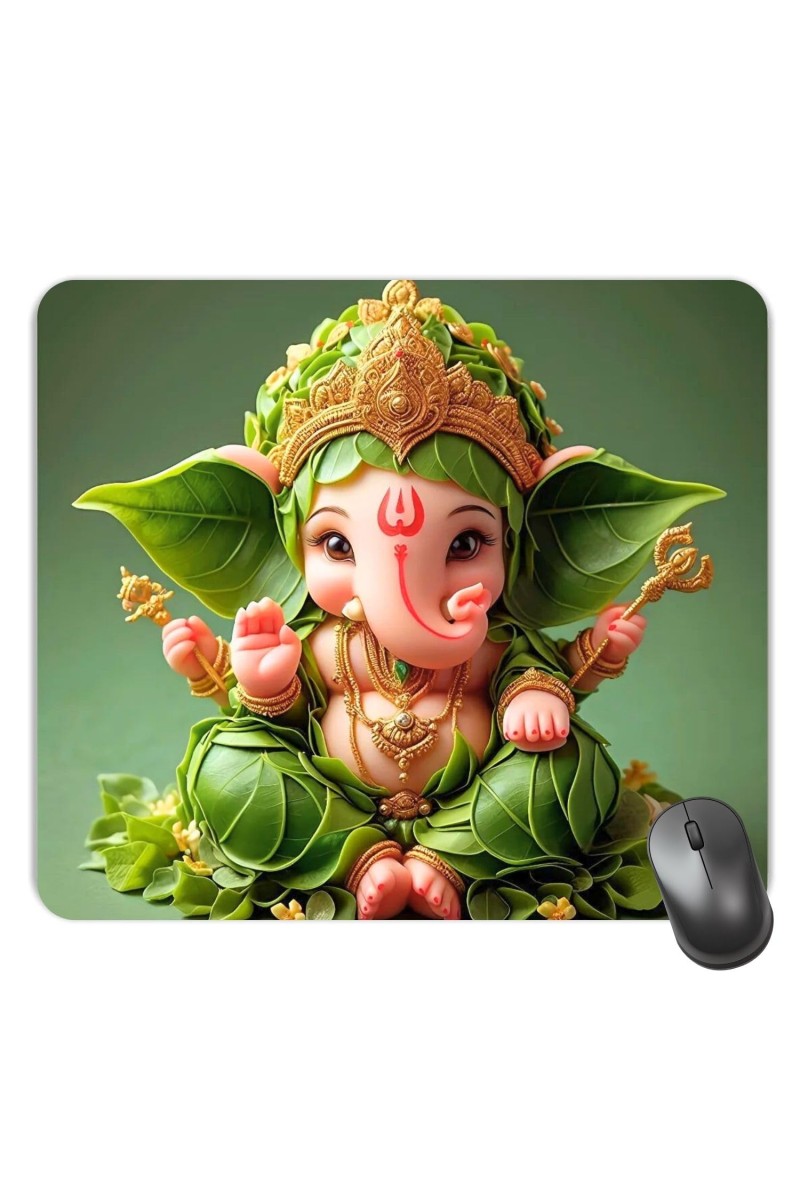Customized Lord Ganesha Picture Sublimation Mouse Pad | 8 X 7.5 Inch | Smooth Cloth Surface | Non-Slip Rubber Base | Personalized Mousepad for Laptop & Desktop (F16994)