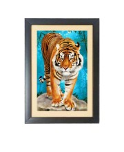 The wild tiger Black Photo Frame Funny Animal and Bird Cartoon Art