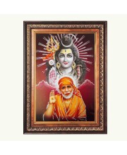 Sri Sai Baba and Sri Lord Shiva Color Photo 10x14 Inch - Vibrant Religious Wall Art for Home or Office Decor.