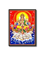 Surya Laminated Photo - 5x7 Inches, Divine Blessings for Home & Office and Temple Decoration