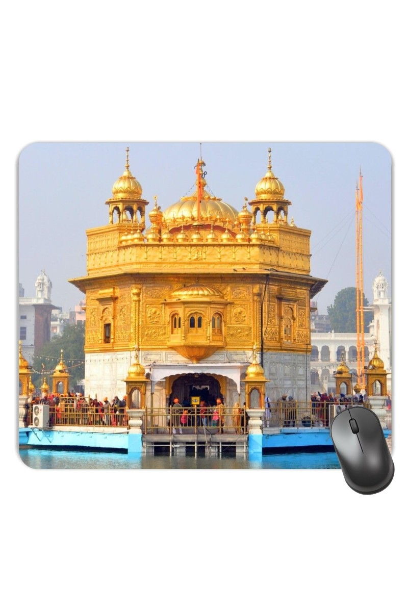 Customized Golden Temple Picture Sublimation Mouse Pad | 8 X 7.5 Inch | Smooth Cloth Surface | Non-Slip Rubber Base | Personalized Mousepad for Laptop & Desktop (F16985)