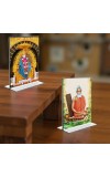 Sai Baba & Lokenath Baba Acrylic T-Style Photo Stand, Compact and Stylish Spiritual Display, easily change 2 photos (Pack of 1)