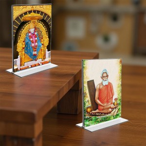 Sai Baba & Lokenath Baba Acrylic T-Style Photo Stand - 5x7 Inches, Compact and Stylish Spiritual Display, easily change 2 photos (Pack of 1) Sai Baba & Lokenath Baba Acrylic T-Style Photo Stand - 5x7 Inches, Compact and Stylish Spiritual Display, easily change 2 photos (Pack of 1)