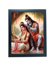 Hitech Sales Lord Shiva and Goddess Parvati Ji Polystyrene Photo Frame for Pooja Room, Temple Decor, Home Decoration and Gifting