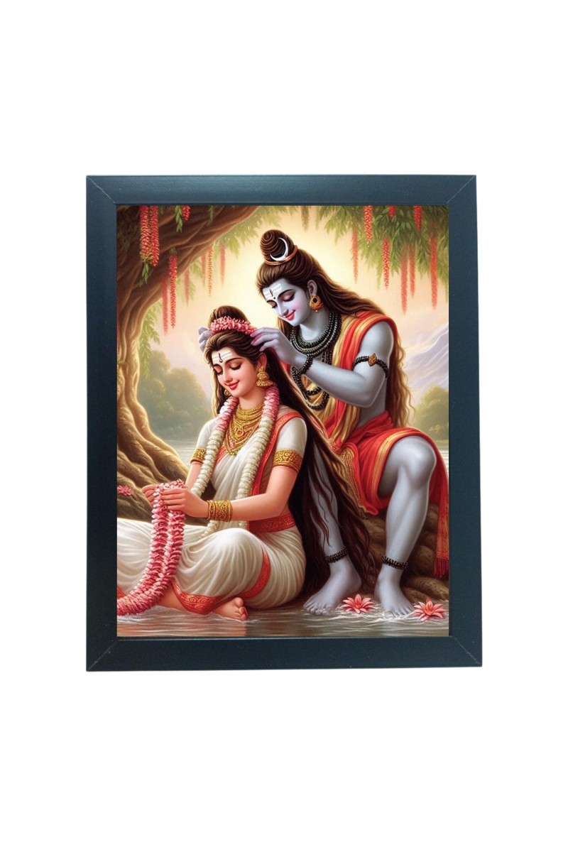 Hitech Sales Lord Shiva and Goddess Parvati Ji Polystyrene Photo Frame for Pooja Room, Temple Decor, Home Decoration and Gifting