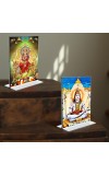 Lord Shiva & Lord Durga Acrylic T-Style Photo Stand, Compact and Stylish Spiritual Display, easily change 2 photos (Pack of 1)