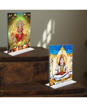 Lord Shiva & Lord Durga Acrylic T-Style Photo Stand - 11x13 Inches, Compact and Stylish Spiritual Display, easily change 2 photos (Pack of 1)