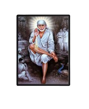 Sai Baba Laminated Photo - 5x7 Inches, Divine Blessings for Home & Office and Temple Decoration