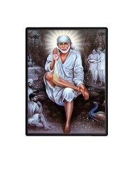 Sai Baba Laminated Photo - 5x7 Inches, Divine Blessings for Home & Office and Temple Decoration