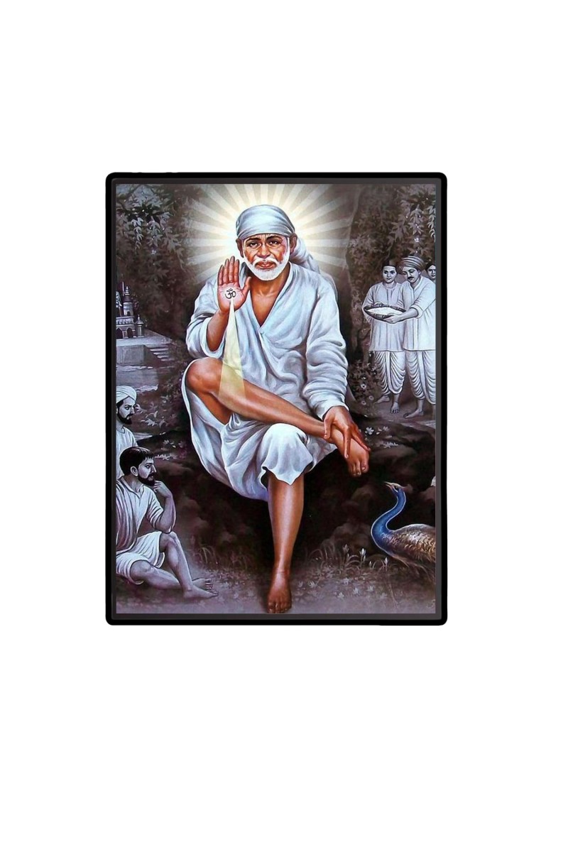 Sai Baba Laminated Photo - 5x7 Inches, Divine Blessings for Home & Office and Temple Decoration