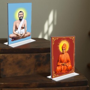 Sri Ramakrishna Paramhansa & Swami Vivekananda Acrylic T-Style Photo Stand - 5x7 Inches, Compact and Stylish Spiritual Display, easily change 2 photos (Pack of 1) Sri Ramakrishna Paramhansa & Swami Vivekananda Acrylic T-Style Photo Stand - 5x7 Inches, Compact and Stylish Spiritual Display, easily change 2 photos (Pack of 1)