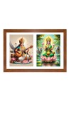 Goddess saraswati and lakshmi Photo Frame - 13x17Inches - Spiritual Artwork for Home Decor, Puja Room and Office Decoration