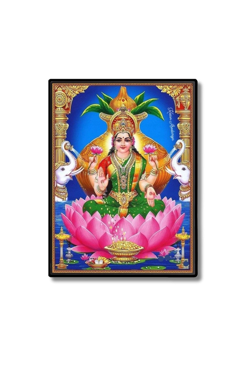 Maa Lakshmi Laminated Photo - 13x15 Inches, Divine Blessings for Home & Office and Temple Decoration