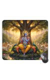 Customized Lord Krishna Picture Sublimation Mouse Pad | 8 X 7.5 Inch | Smooth Cloth Surface | Non-Slip Rubber Base | Personalized Mousepad for Laptop & Desktop (F17135)