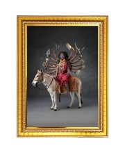 Goddess Mahakaali Photo Frame - 10x14 Inches, Brown Wooden Frame for Home, Office & Temple Decoration