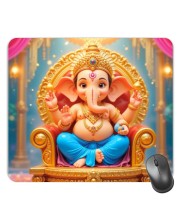 Customized Lord Ganesha Picture Sublimation Mouse Pad | 8 X 7.5 Inch | Smooth Cloth Surface | Non-Slip Rubber Base | Personalized Mousepad for Laptop & Desktop (F16993)